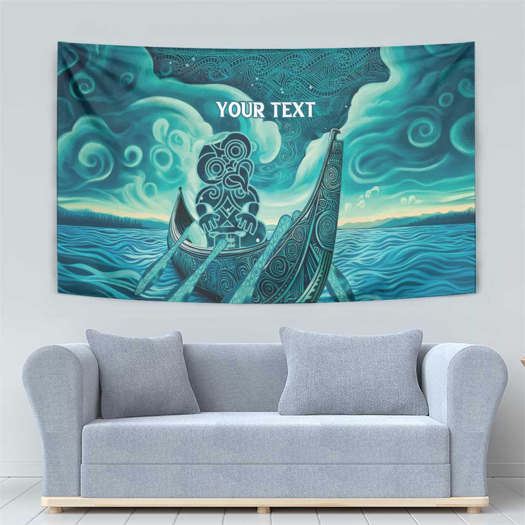 Personalised New Zealand Waitangi Day Tapestry Hei Tiki With Maori Waka - Whakarare Pattern
