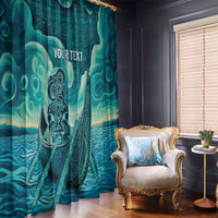 Personalised New Zealand Waitangi Day Window Curtain Hei Tiki With Maori Waka - Whakarare Pattern LT14 - Polynesian Pride
