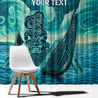 Personalised New Zealand Waitangi Day Window Curtain Hei Tiki With Maori Waka - Whakarare Pattern LT14 - Polynesian Pride