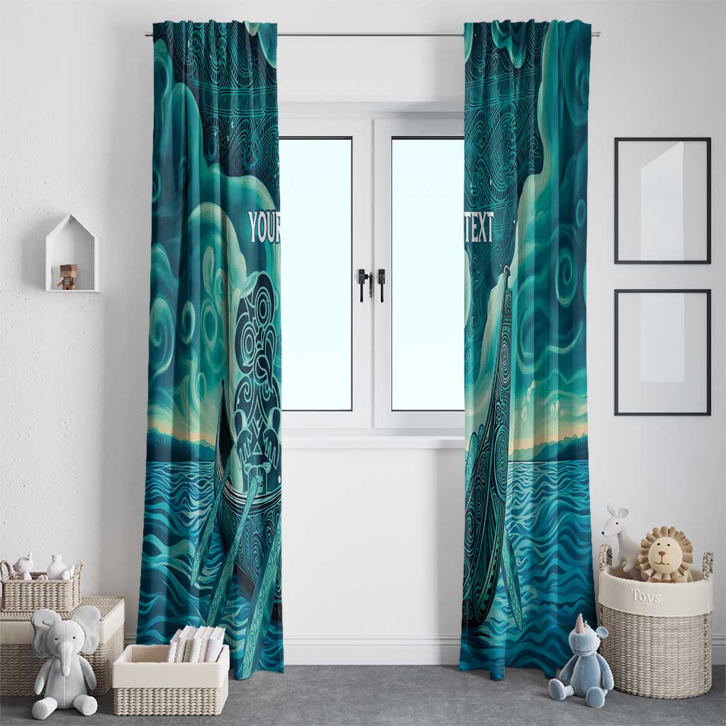 Personalised New Zealand Waitangi Day Window Curtain Hei Tiki With Maori Waka - Whakarare Pattern LT14 - Polynesian Pride