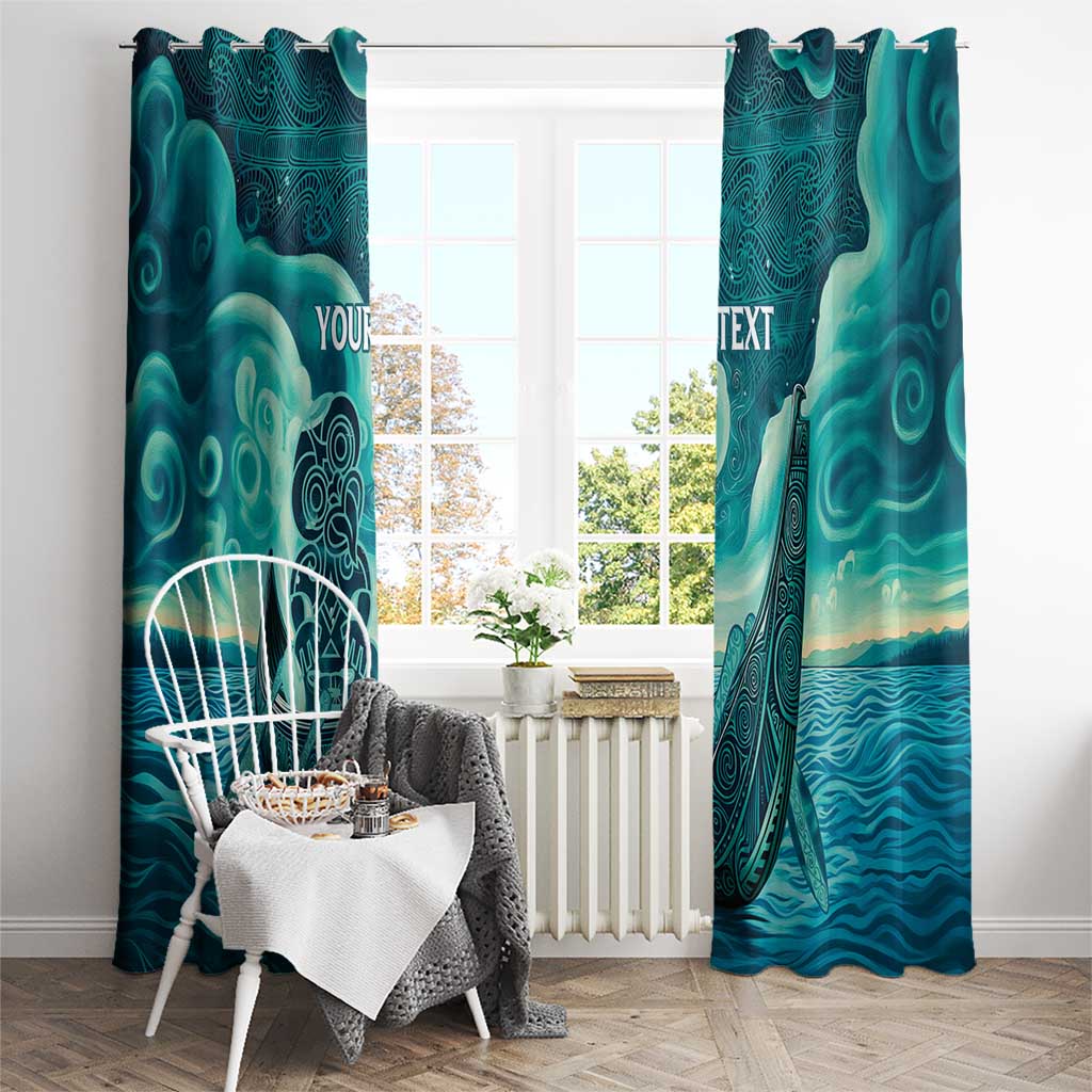 Personalised New Zealand Waitangi Day Window Curtain Hei Tiki With Maori Waka - Whakarare Pattern LT14 - Polynesian Pride