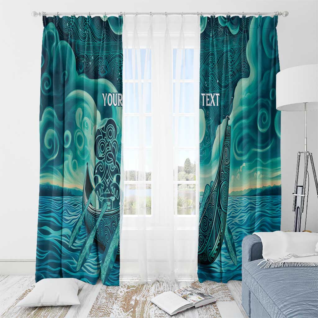 Personalised New Zealand Waitangi Day Window Curtain Hei Tiki With Maori Waka - Whakarare Pattern LT14 - Polynesian Pride