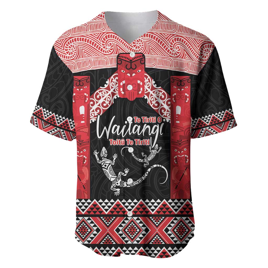 Toitu Te Tiriti O Waitangi Baseball Jersey Maori Wharenui With Taniko Motifs