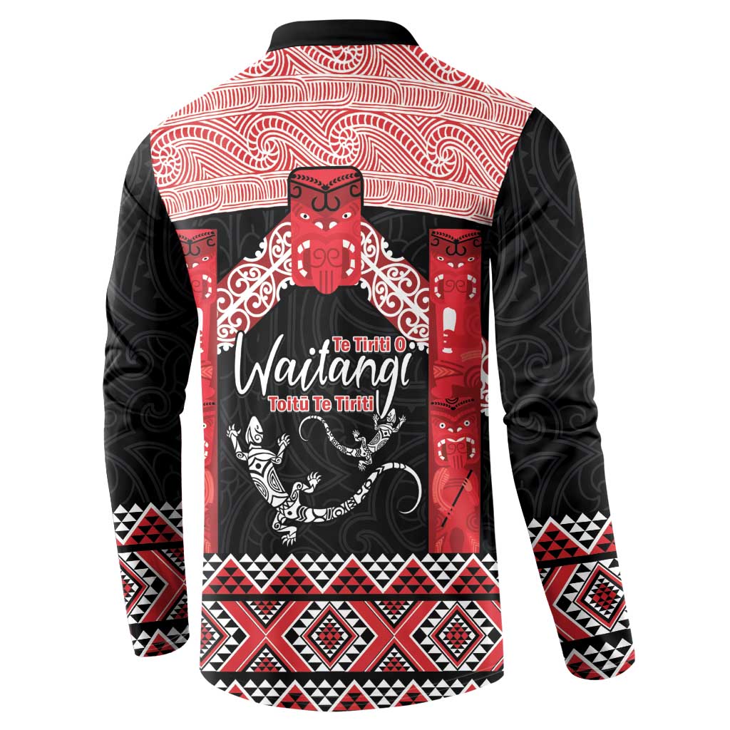 Toitu Te Tiriti O Waitangi Button Sweatshirt Maori Wharenui With Taniko Motifs LT14 - Polynesian Pride