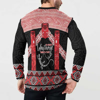 Toitu Te Tiriti O Waitangi Button Sweatshirt Maori Wharenui With Taniko Motifs LT14 - Polynesian Pride