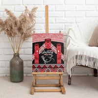 Toitu Te Tiriti O Waitangi Canvas Wall Art Maori Wharenui With Taniko Motifs LT14 - Polynesian Pride