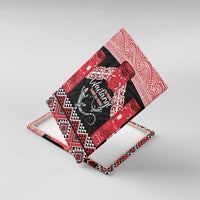 Toitu Te Tiriti O Waitangi Canvas Wall Art Maori Wharenui With Taniko Motifs LT14 With Frame Red - Polynesian Pride