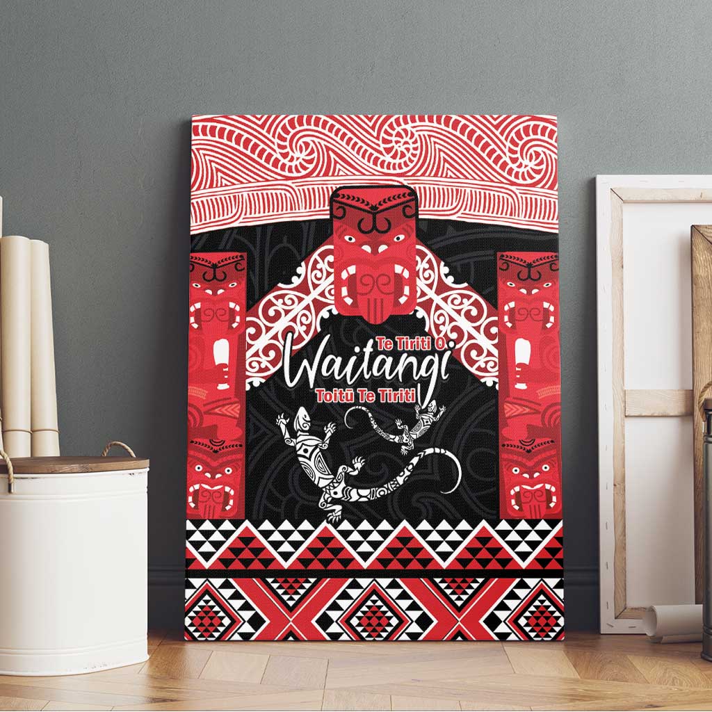 Toitu Te Tiriti O Waitangi Canvas Wall Art Maori Wharenui With Taniko Motifs LT14 - Polynesian Pride