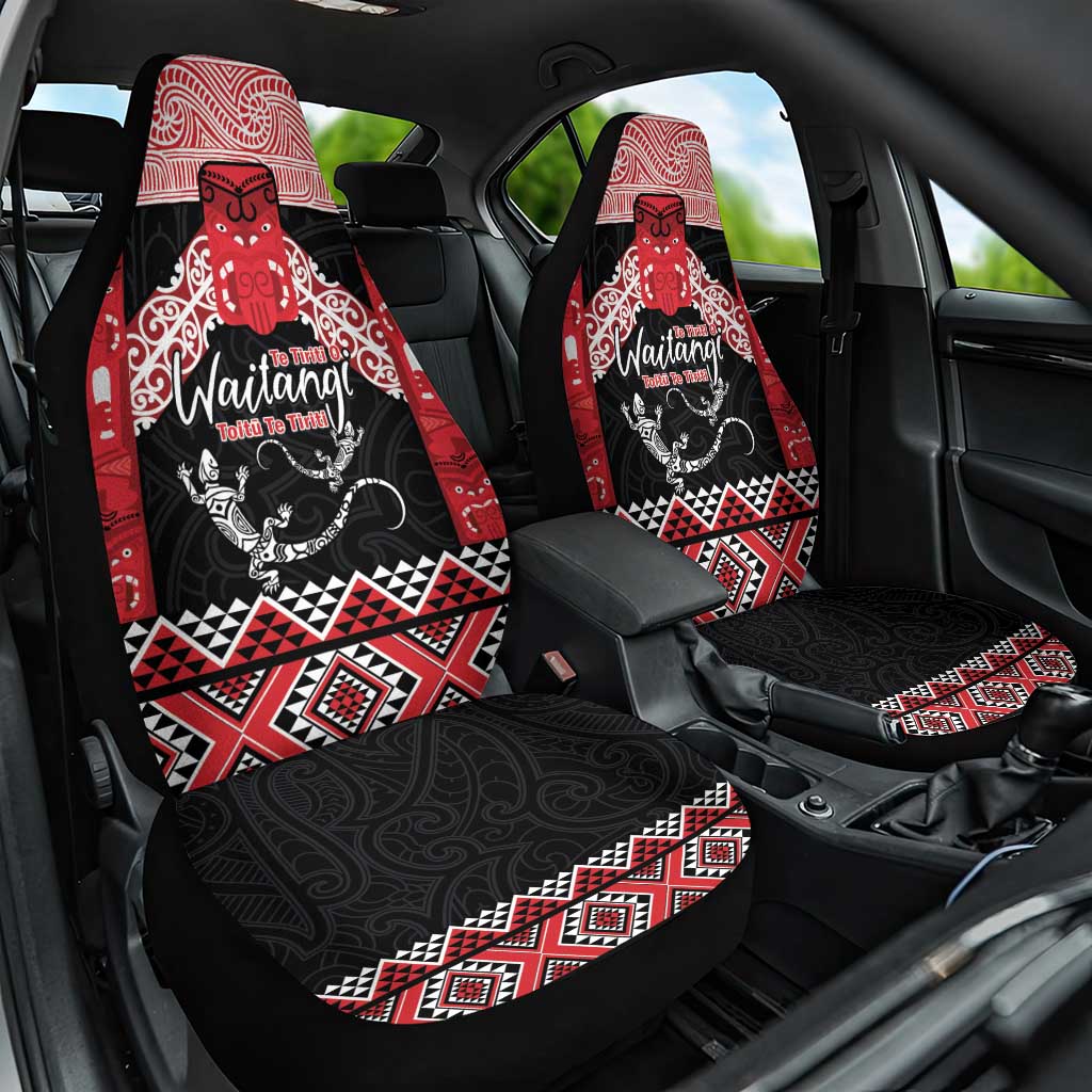 Toitu Te Tiriti O Waitangi Car Seat Cover Maori Wharenui With Taniko Motifs