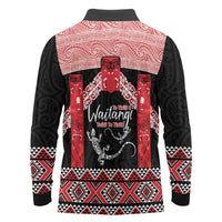 Toitu Te Tiriti O Waitangi Long Sleeve Polo Shirt Maori Wharenui With Taniko Motifs