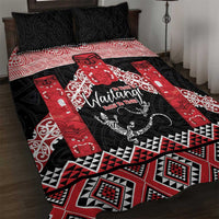Toitu Te Tiriti O Waitangi Quilt Bed Set Maori Wharenui With Taniko Motifs LT14 Red - Polynesian Pride
