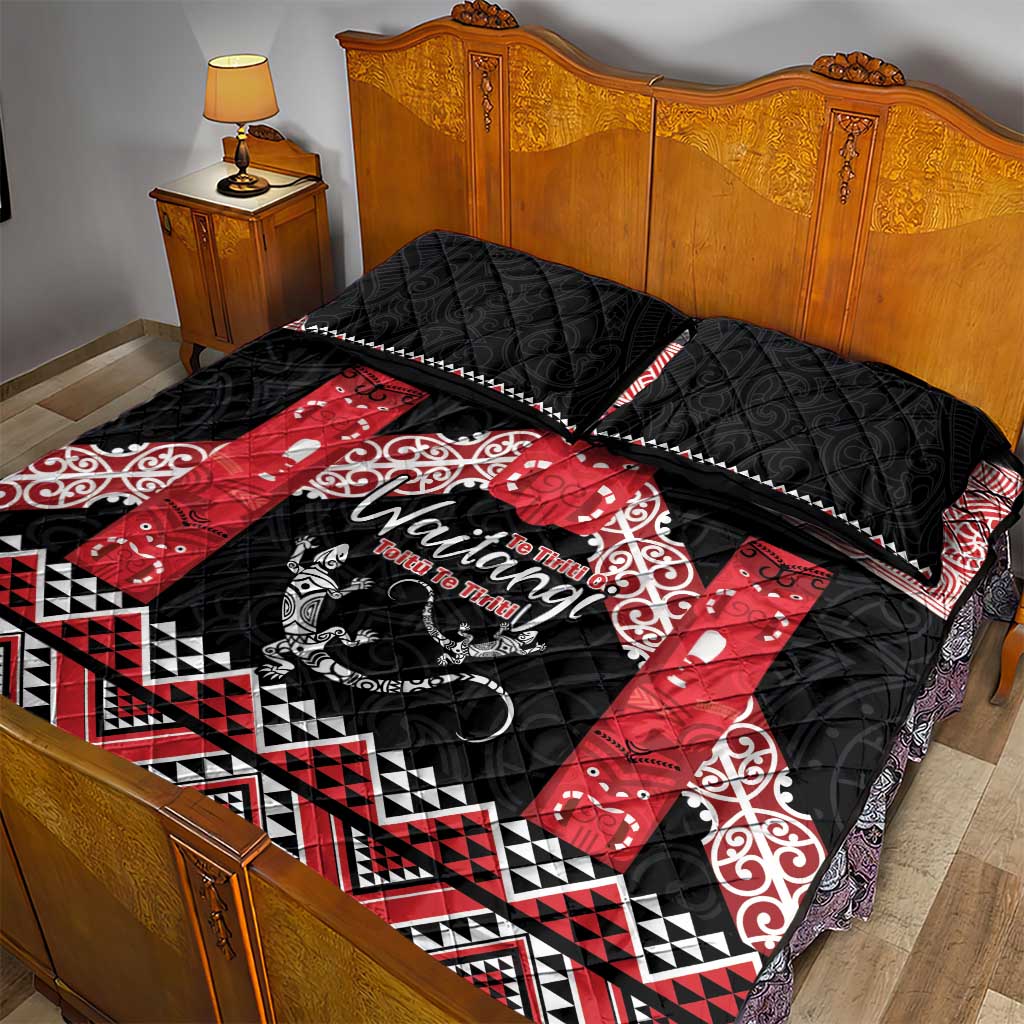 Toitu Te Tiriti O Waitangi Quilt Bed Set Maori Wharenui With Taniko Motifs LT14 - Polynesian Pride