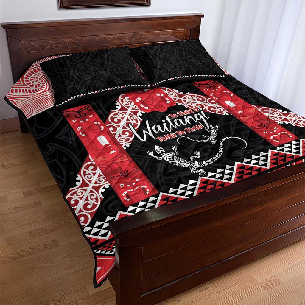 Toitu Te Tiriti O Waitangi Quilt Bed Set Maori Wharenui With Taniko Motifs LT14 - Polynesian Pride