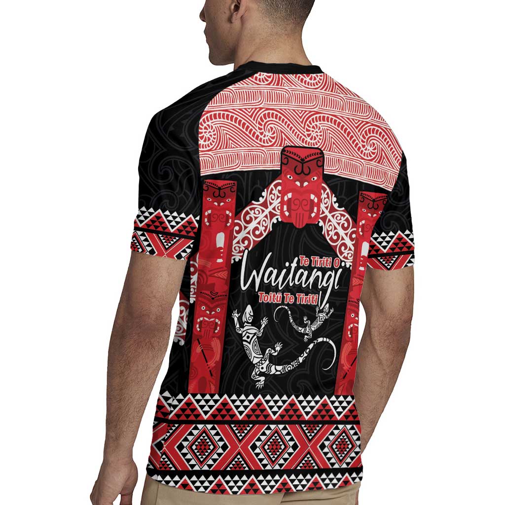 Toitu Te Tiriti O Waitangi Rugby Jersey Maori Wharenui With Taniko Motifs