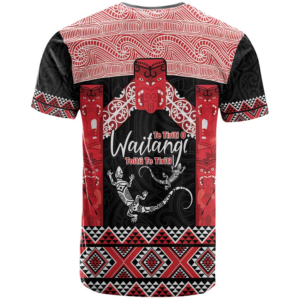 Toitu Te Tiriti O Waitangi T Shirt Maori Wharenui With Taniko Motifs