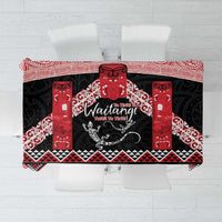 Toitu Te Tiriti O Waitangi Tablecloth Maori Wharenui With Taniko Motifs LT14 Red - Polynesian Pride
