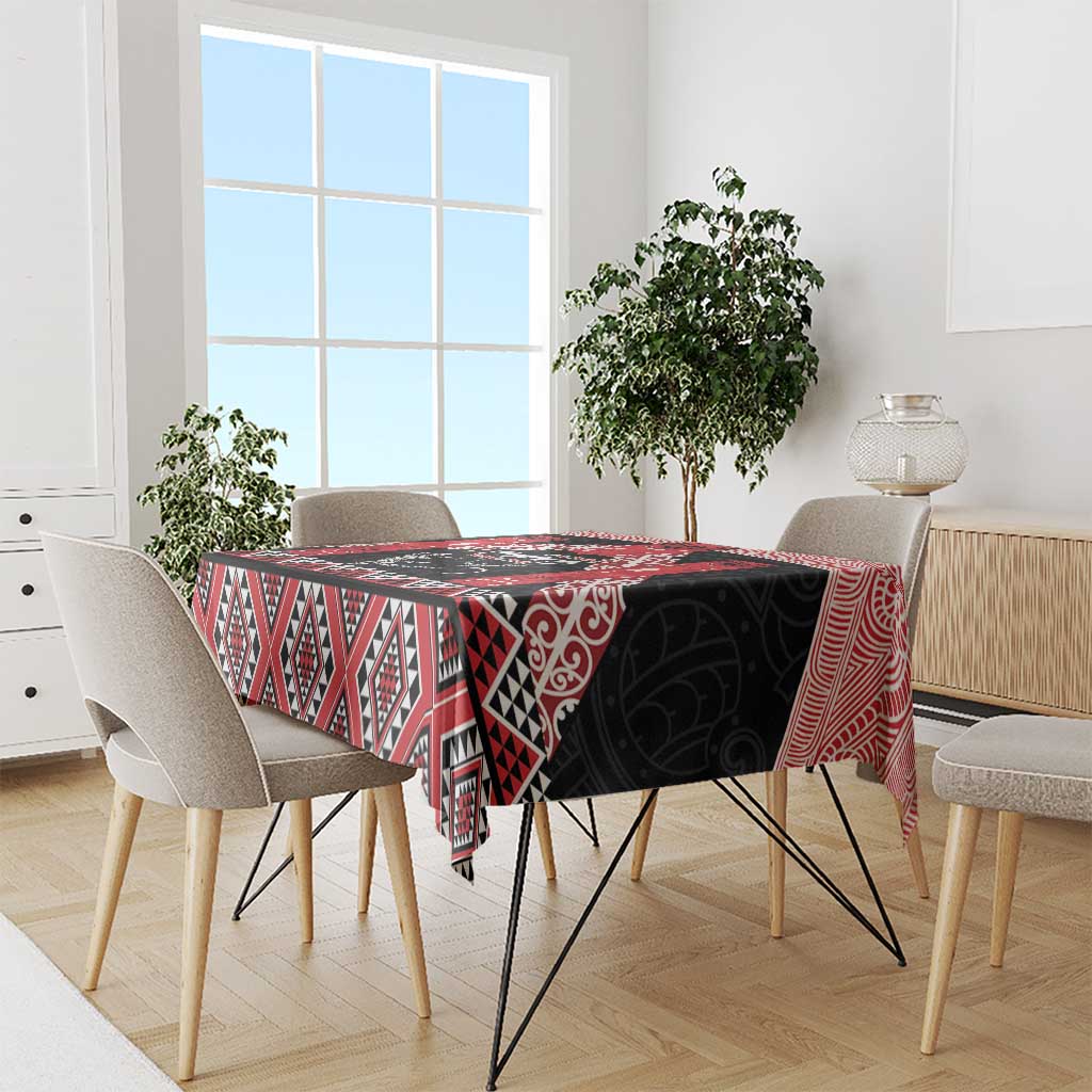 Toitu Te Tiriti O Waitangi Tablecloth Maori Wharenui With Taniko Motifs LT14 - Polynesian Pride