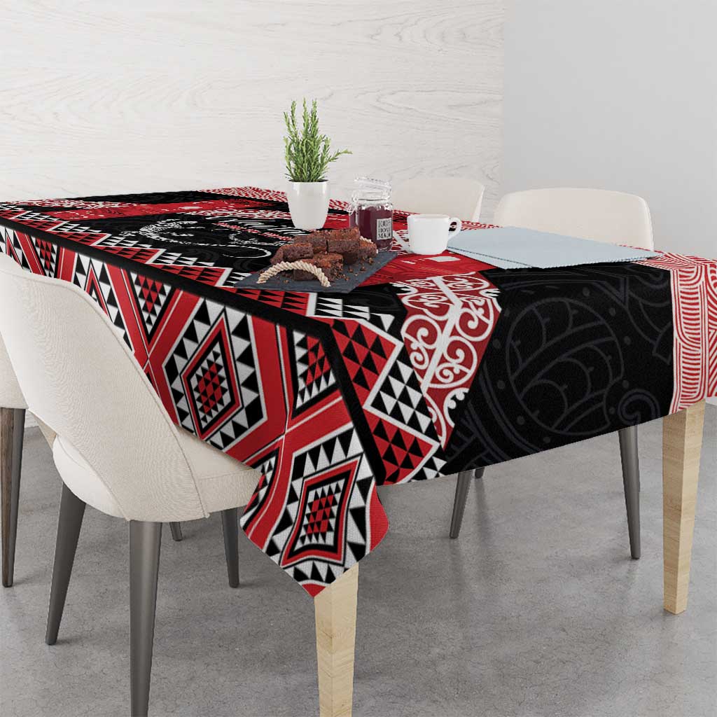 Toitu Te Tiriti O Waitangi Tablecloth Maori Wharenui With Taniko Motifs LT14 - Polynesian Pride