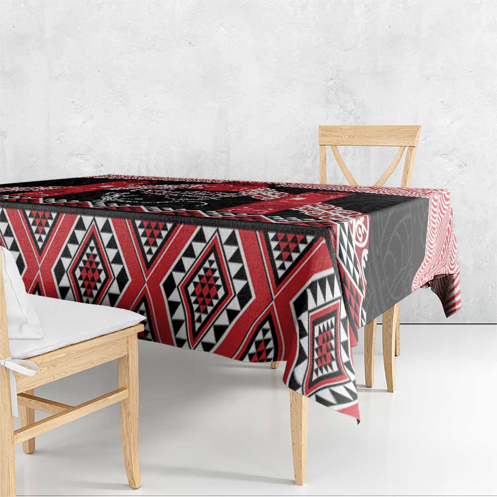 Toitu Te Tiriti O Waitangi Tablecloth Maori Wharenui With Taniko Motifs LT14 - Polynesian Pride