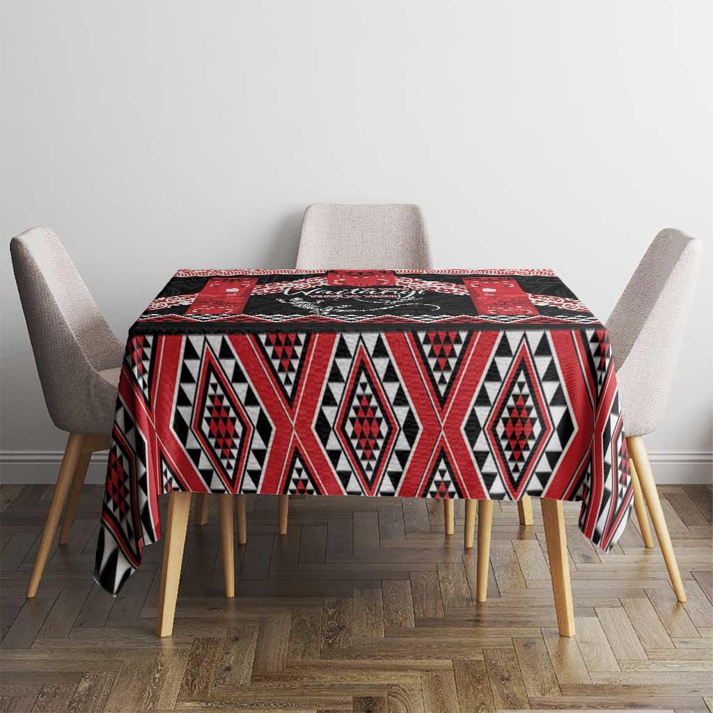 Toitu Te Tiriti O Waitangi Tablecloth Maori Wharenui With Taniko Motifs LT14 - Polynesian Pride