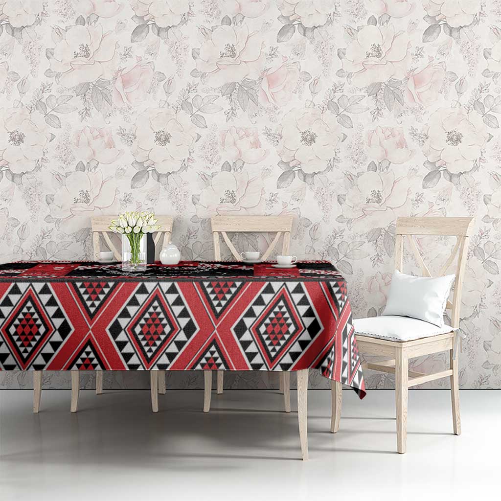 Toitu Te Tiriti O Waitangi Tablecloth Maori Wharenui With Taniko Motifs LT14 - Polynesian Pride