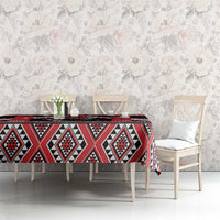 Toitu Te Tiriti O Waitangi Tablecloth Maori Wharenui With Taniko Motifs LT14 - Polynesian Pride