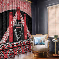 Toitu Te Tiriti O Waitangi Window Curtain Maori Wharenui With Taniko Motifs LT14 - Polynesian Pride