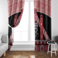 Toitu Te Tiriti O Waitangi Window Curtain Maori Wharenui With Taniko Motifs LT14 - Polynesian Pride