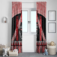 Toitu Te Tiriti O Waitangi Window Curtain Maori Wharenui With Taniko Motifs LT14 - Polynesian Pride
