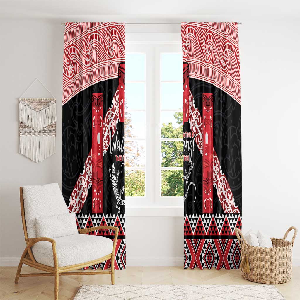 Toitu Te Tiriti O Waitangi Window Curtain Maori Wharenui With Taniko Motifs LT14 - Polynesian Pride