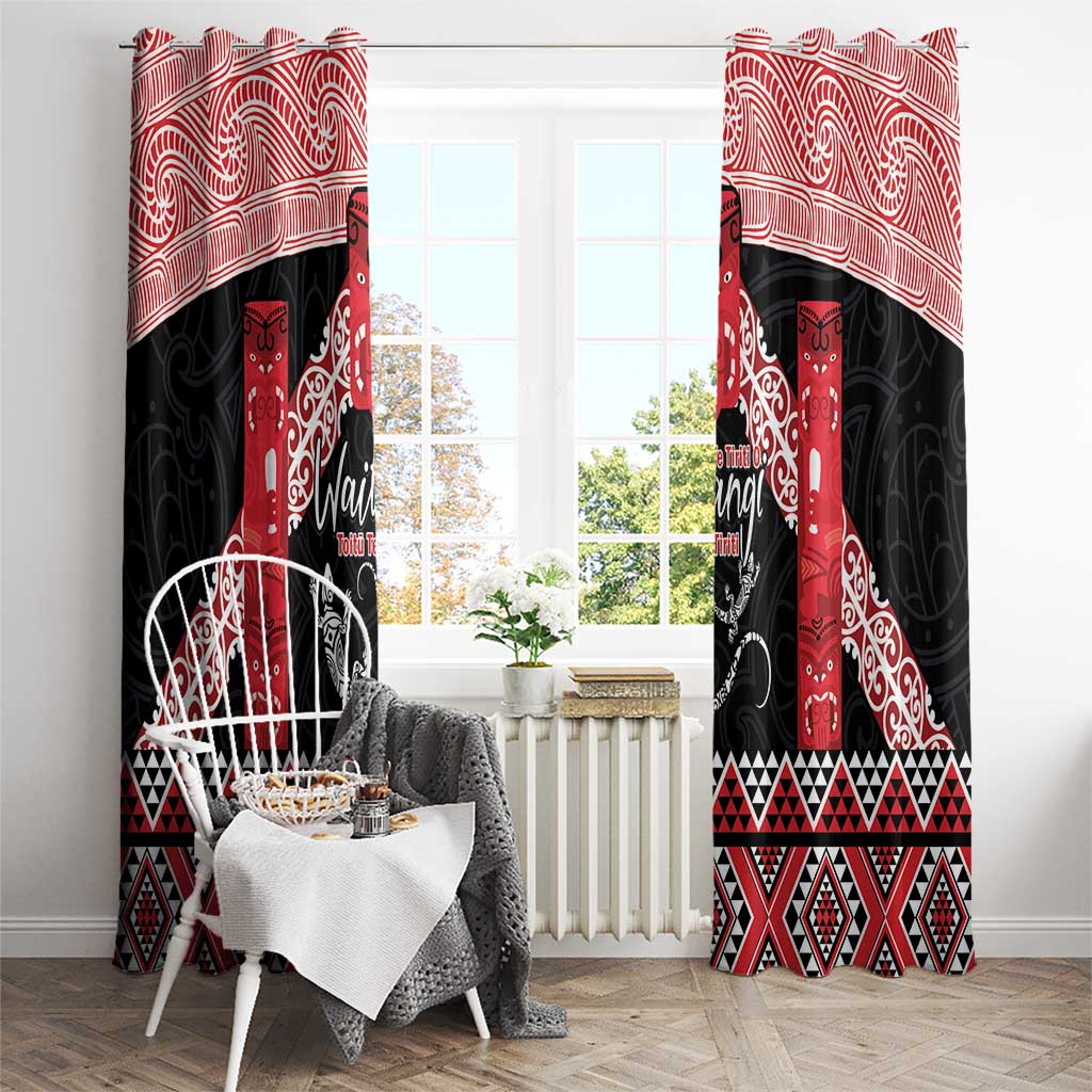 Toitu Te Tiriti O Waitangi Window Curtain Maori Wharenui With Taniko Motifs LT14 - Polynesian Pride