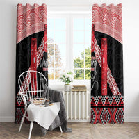 Toitu Te Tiriti O Waitangi Window Curtain Maori Wharenui With Taniko Motifs LT14 - Polynesian Pride