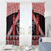 Toitu Te Tiriti O Waitangi Window Curtain Maori Wharenui With Taniko Motifs LT14 - Polynesian Pride