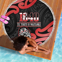 New Zealand 1840 Waitangi Day Beach Blanket Aotearoa Haka Mask - Red Version LT14 - Polynesian Pride
