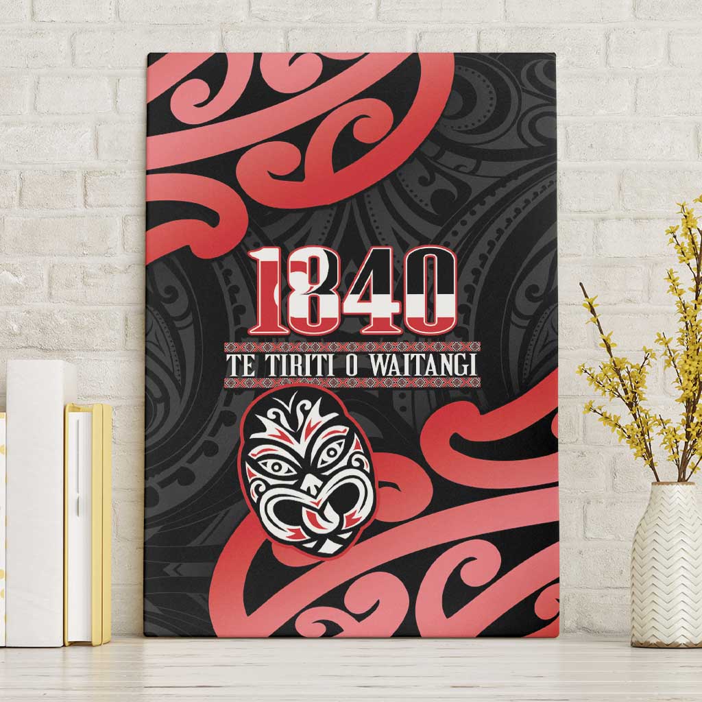 New Zealand 1840 Waitangi Day Canvas Wall Art Aotearoa Haka Mask - Red Version LT14 Without Frame Red - Polynesian Pride