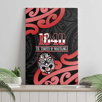 New Zealand 1840 Waitangi Day Canvas Wall Art Aotearoa Haka Mask - Red Version LT14 - Polynesian Pride