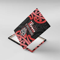 New Zealand 1840 Waitangi Day Canvas Wall Art Aotearoa Haka Mask - Red Version LT14 With Frame Red - Polynesian Pride