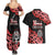 New Zealand 1840 Waitangi Day Couples Matching Summer Maxi Dress and Hawaiian Shirt Aotearoa Haka Mask - Red Version