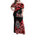 New Zealand 1840 Waitangi Day Family Matching Off Shoulder Maxi Dress and Hawaiian Shirt Aotearoa Haka Mask - Red Version