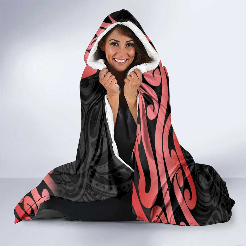 New Zealand 1840 Waitangi Day Hooded Blanket Aotearoa Haka Mask - Red Version LT14 - Polynesian Pride