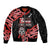 New Zealand 1840 Waitangi Day Sleeve Zip Bomber Jacket Aotearoa Haka Mask - Red Version