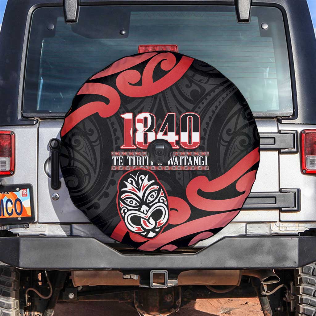 New Zealand 1840 Waitangi Day Spare Tire Cover Aotearoa Haka Mask - Red Version