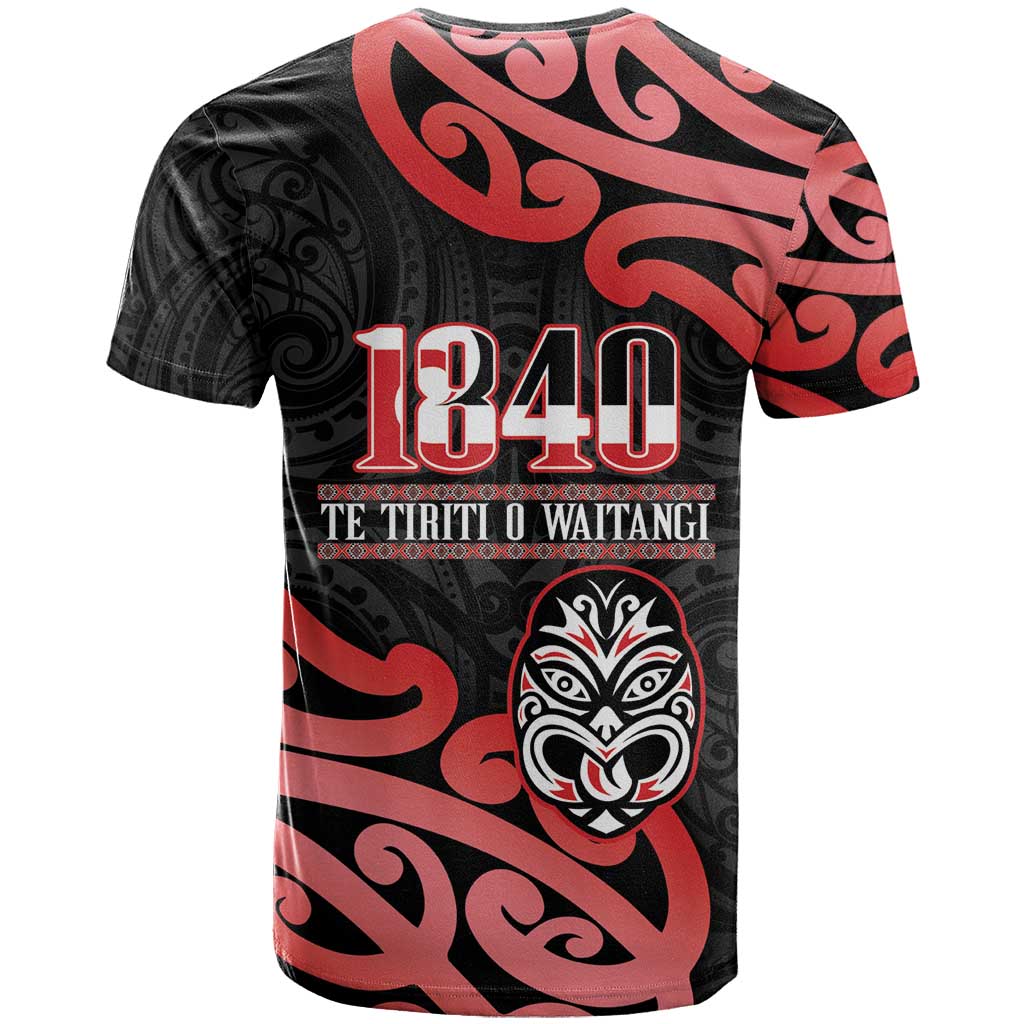 New Zealand 1840 Waitangi Day T Shirt Aotearoa Haka Mask - Red Version
