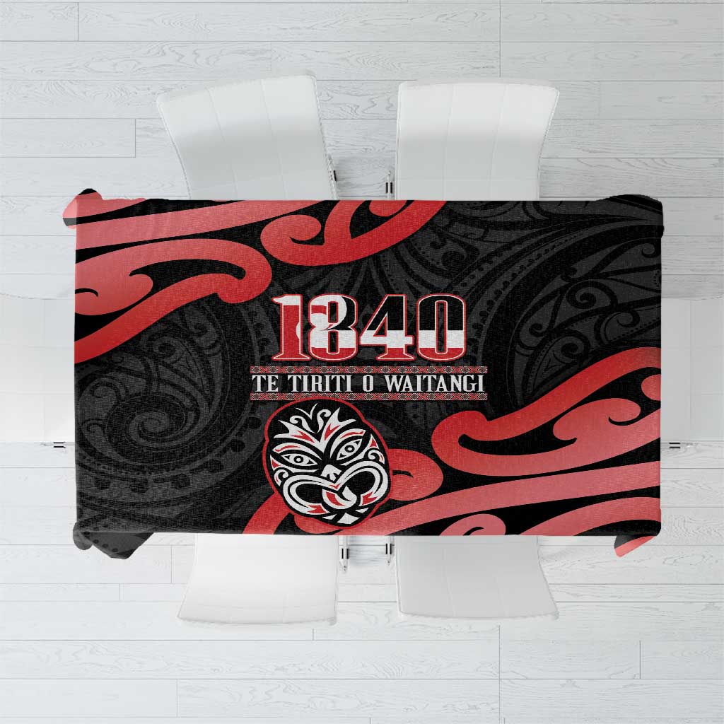 New Zealand 1840 Waitangi Day Tablecloth Aotearoa Haka Mask - Red Version LT14 Red - Polynesian Pride