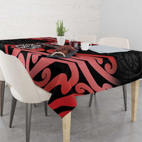 New Zealand 1840 Waitangi Day Tablecloth Aotearoa Haka Mask - Red Version LT14 - Polynesian Pride