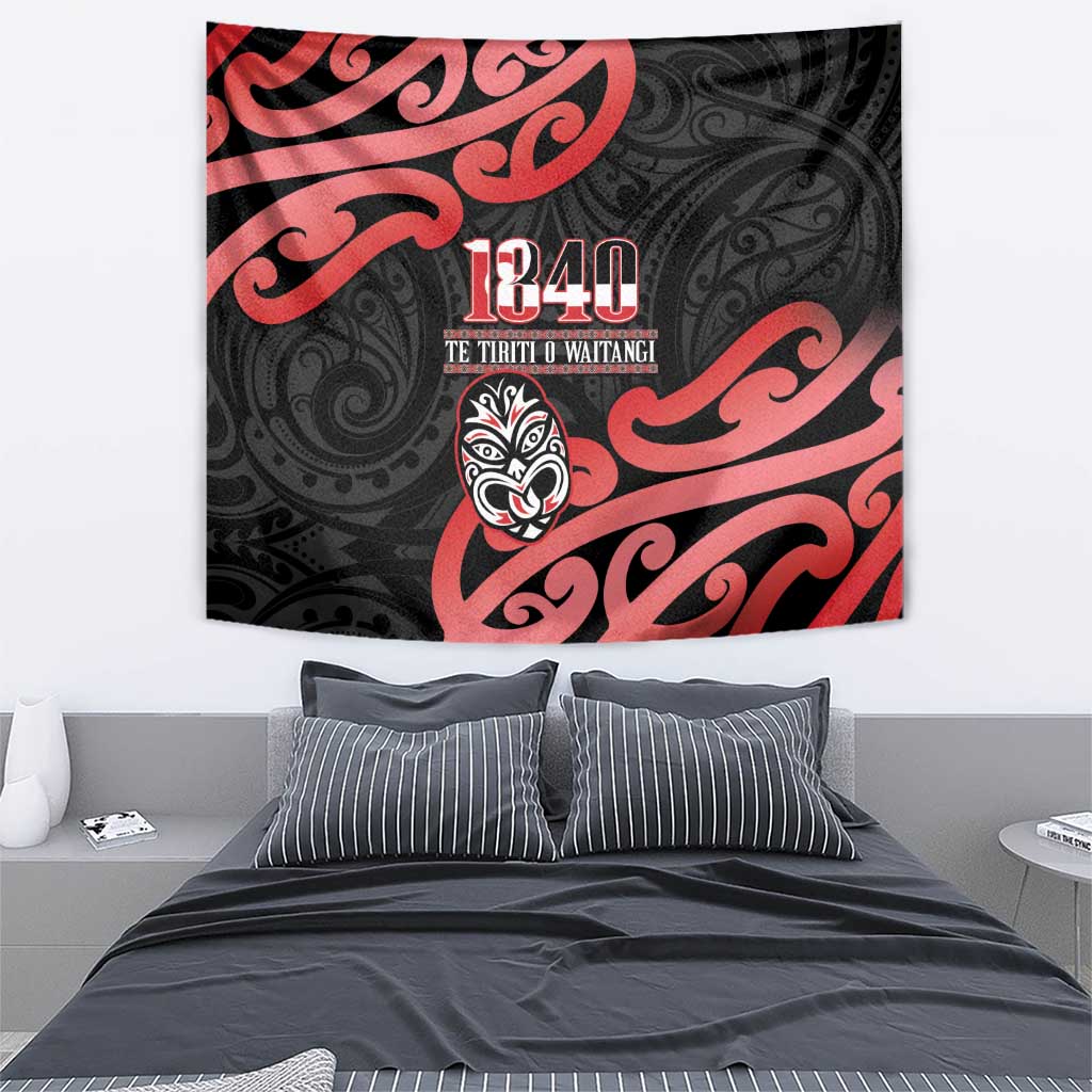 New Zealand 1840 Waitangi Day Tapestry Aotearoa Haka Mask - Red Version