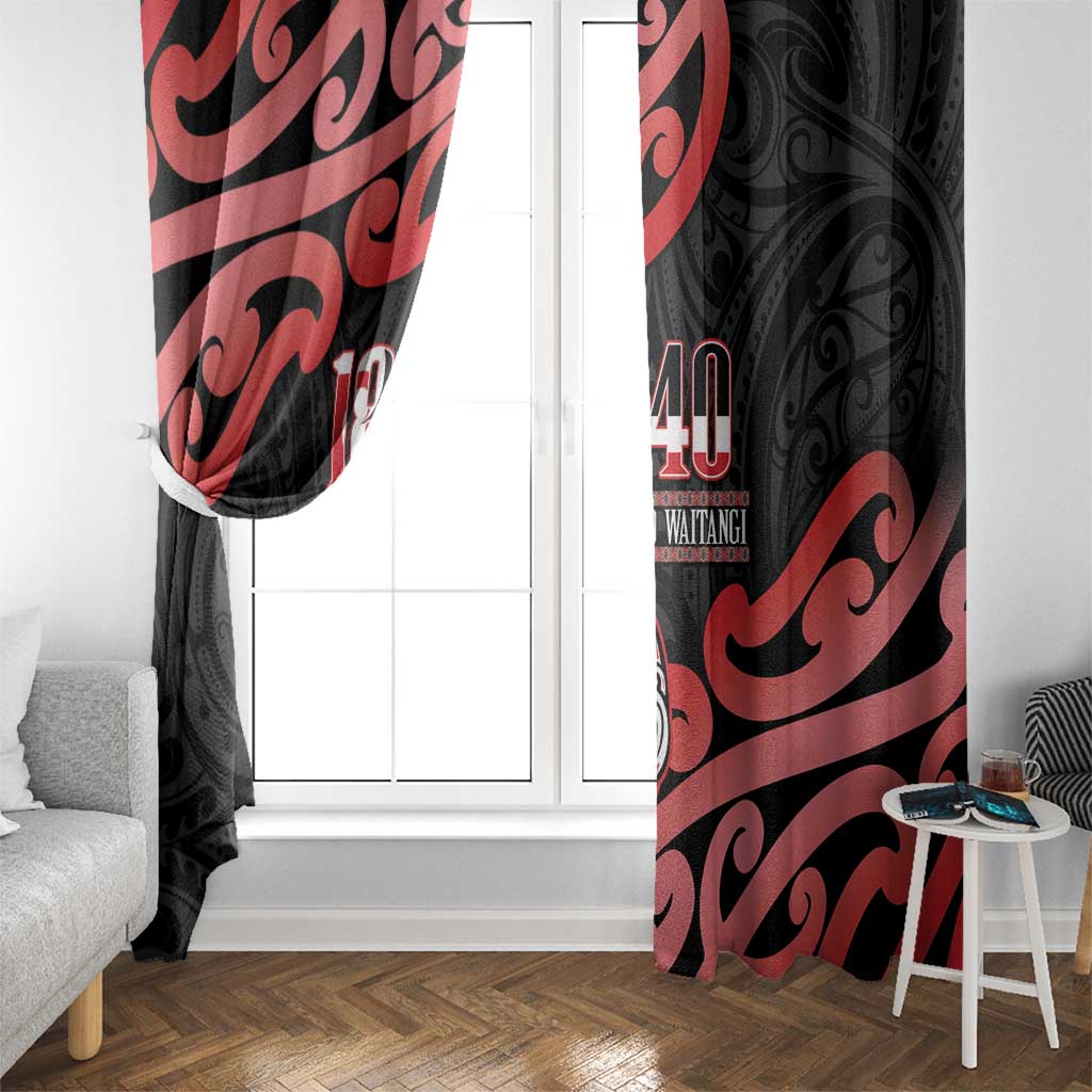 New Zealand 1840 Waitangi Day Window Curtain Aotearoa Haka Mask - Red Version LT14 - Polynesian Pride