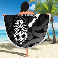 New Zealand 1840 Waitangi Day Beach Blanket Aotearoa Haka Mask - Black Version LT14 - Polynesian Pride