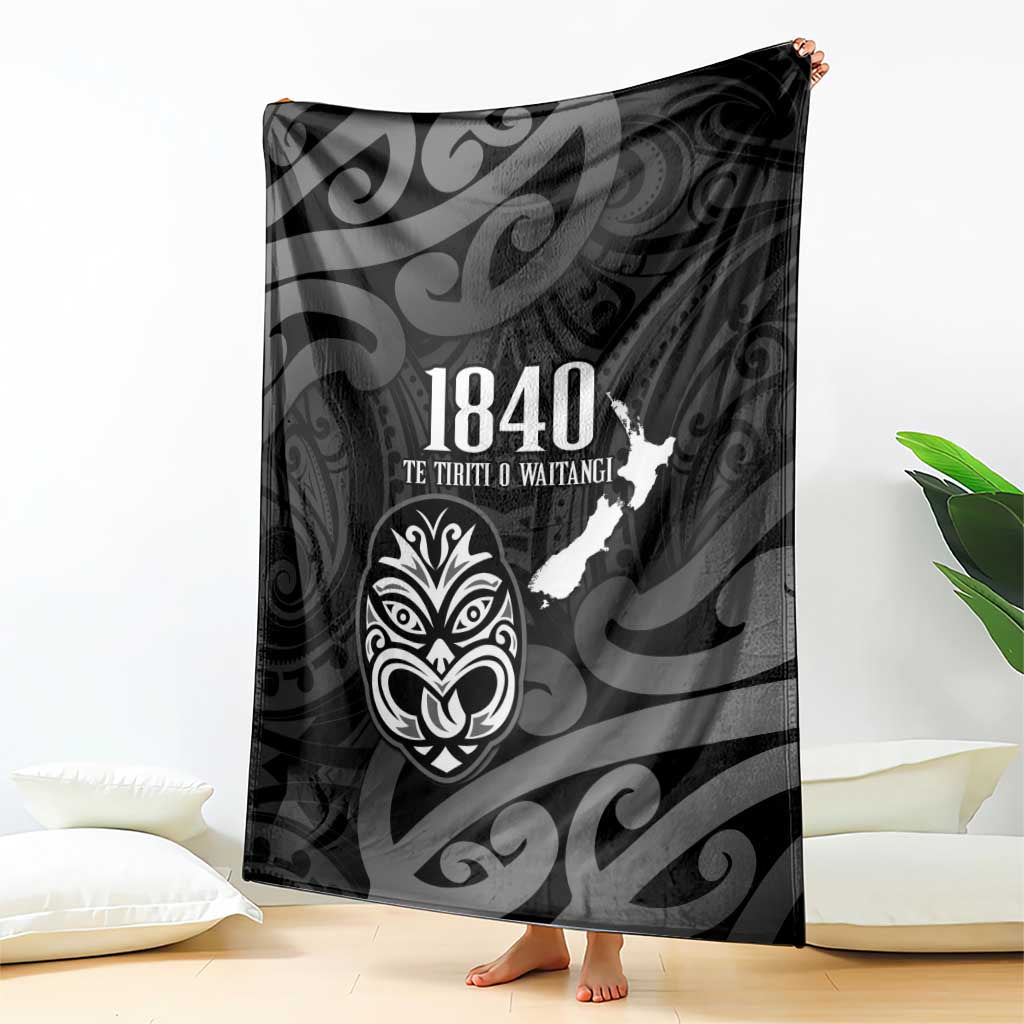 New Zealand 1840 Waitangi Day Blanket Aotearoa Haka Mask - Black Version LT14 - Polynesian Pride