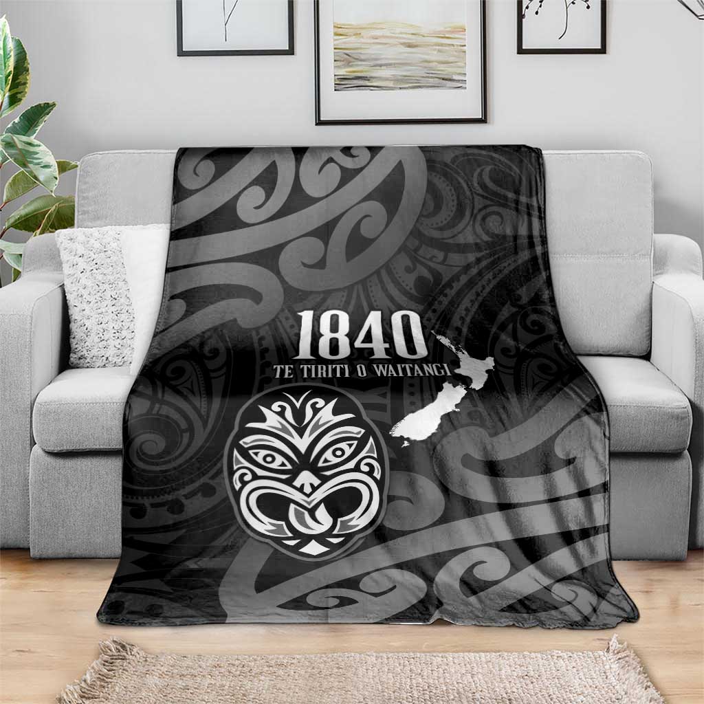 New Zealand 1840 Waitangi Day Blanket Aotearoa Haka Mask - Black Version LT14 - Polynesian Pride